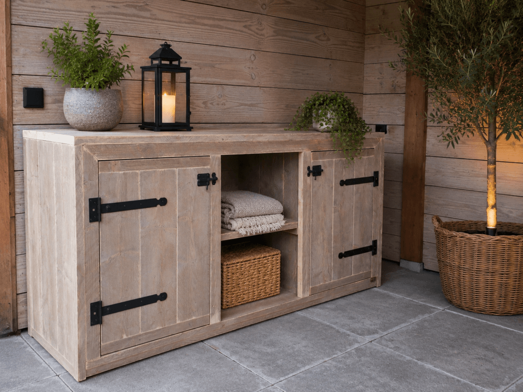 Steigerhouten buitenkast op maat gemaakt door Enjoy Steigerhout.