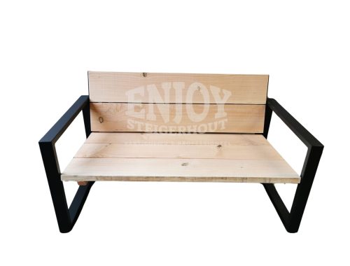 stalen bankje met steigerhout